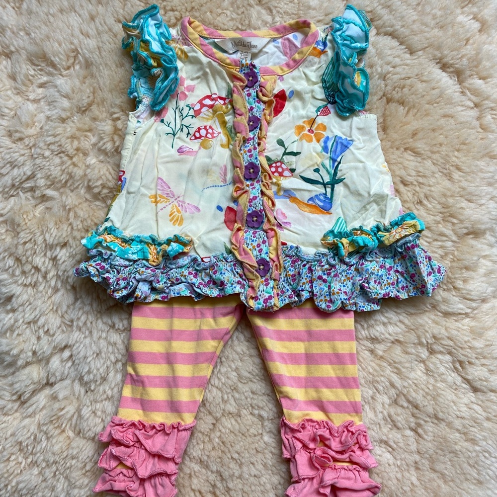 Matilda Jane 3-6M Mushroom/Stripe Pattern Set